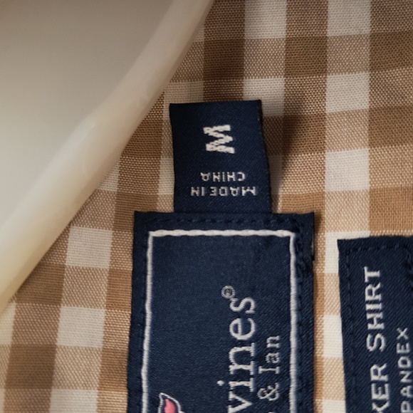 Vineyard Vines Brown & White Check Tucker Shirt Classic Fit Size M EUC - Picture 2 of 8